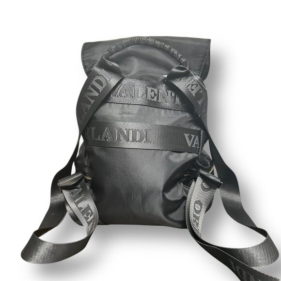 Valentino Orlandi Black Vegan Nylon Backpack w/ Pouch Logo Gold Hardwarware NWT - Picture 4 of 10